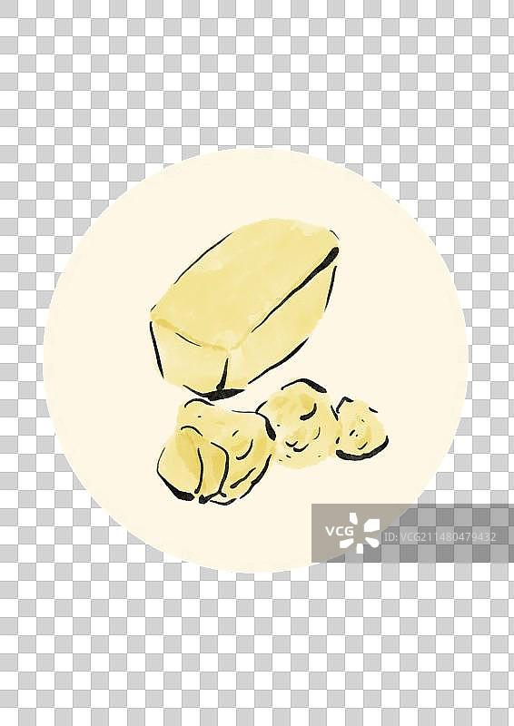 水墨风西藏美食插画元素-奶疙瘩图片素材