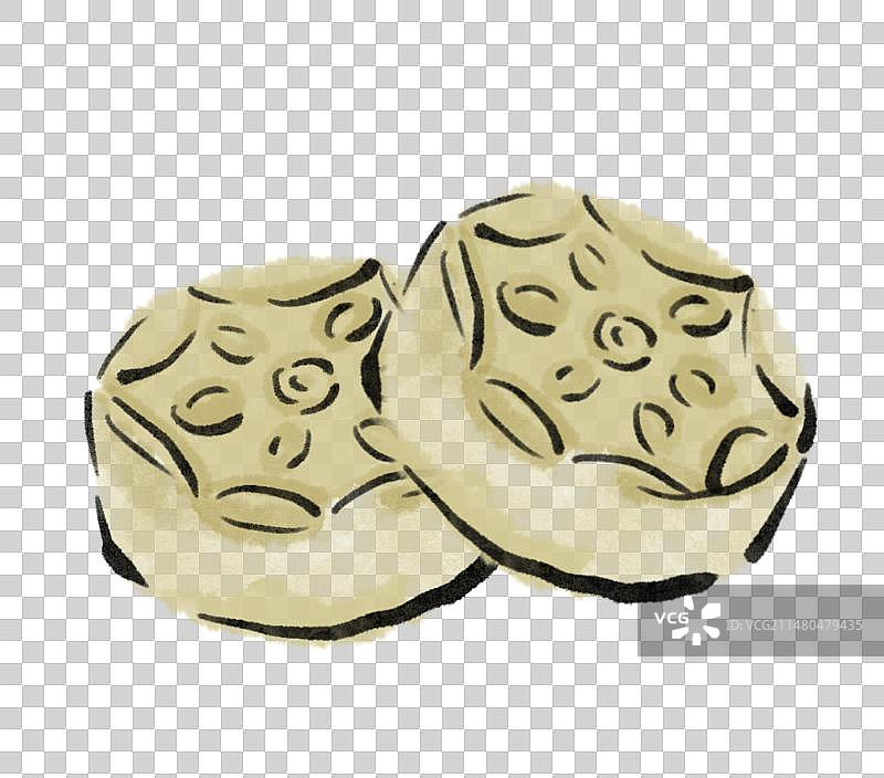 水墨风西藏美食插画元素-青稞饼图片素材