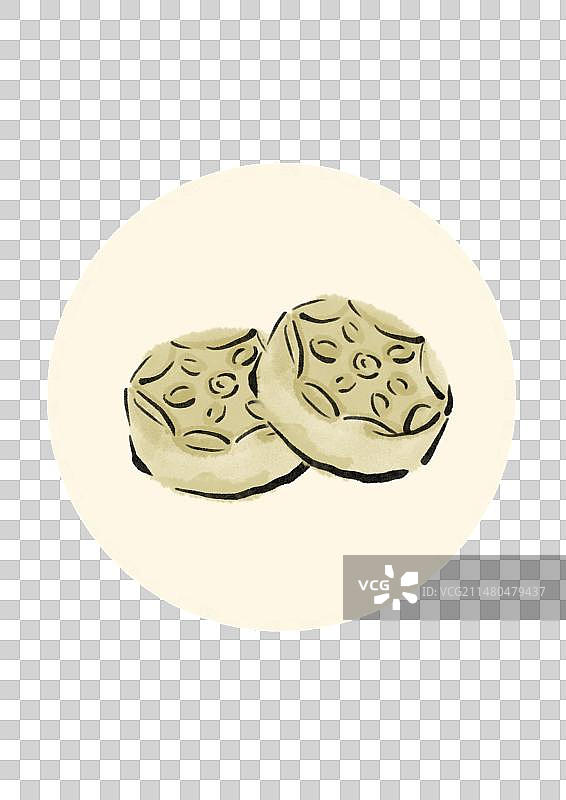 水墨风西藏美食插画元素-青稞饼图片素材