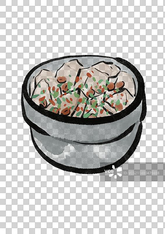 水墨风西藏美食插画元素-藏式凉粉图片素材