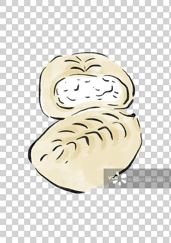 水墨风西藏美食插画元素-奶渣包子图片素材