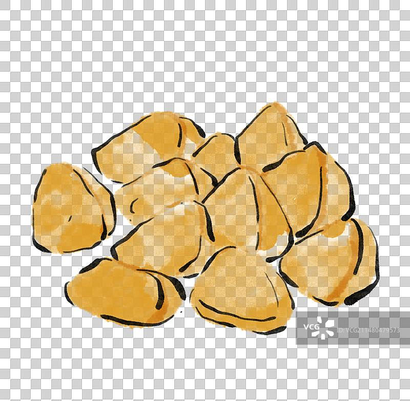 水墨风西藏美食插画元素-炸土豆图片素材