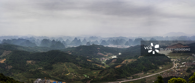 黄姚古镇 远景 桂林山水 溪流图片素材