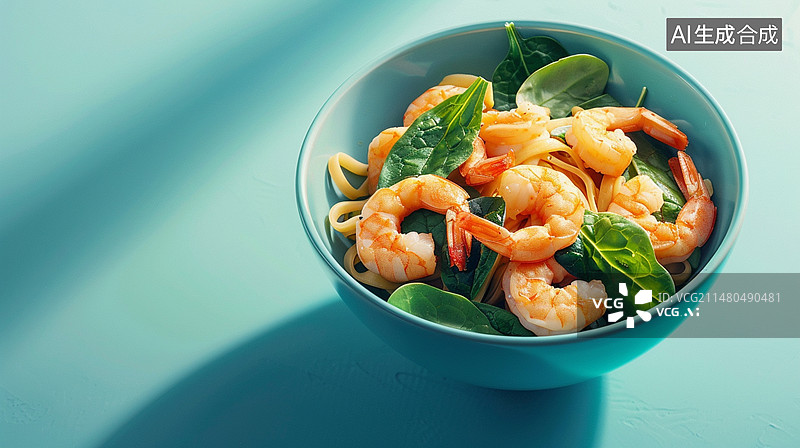【AI数字艺术】菠菜虾仁面图片素材