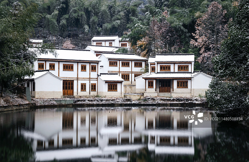 浙江丽水 白云寺 小屋 冬图片素材