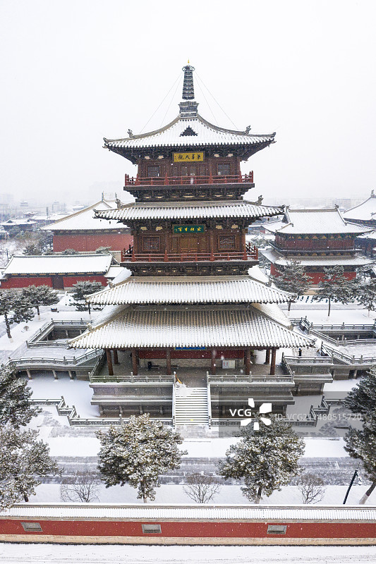 大同华严寺雪景图片素材