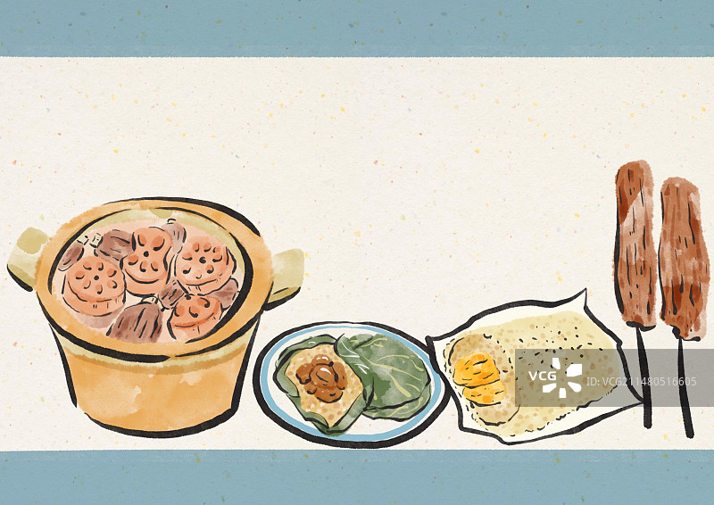 水墨风武汉美食插画图片素材