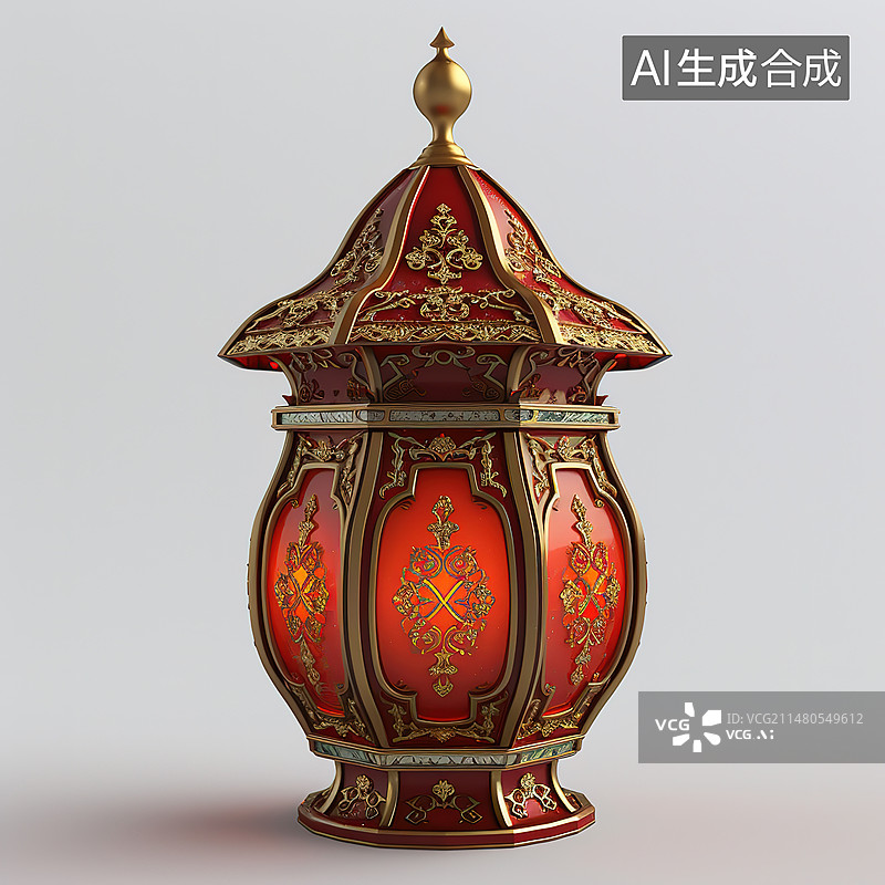【AI数字艺术】白色背景下的灯笼特写镜头图片素材
