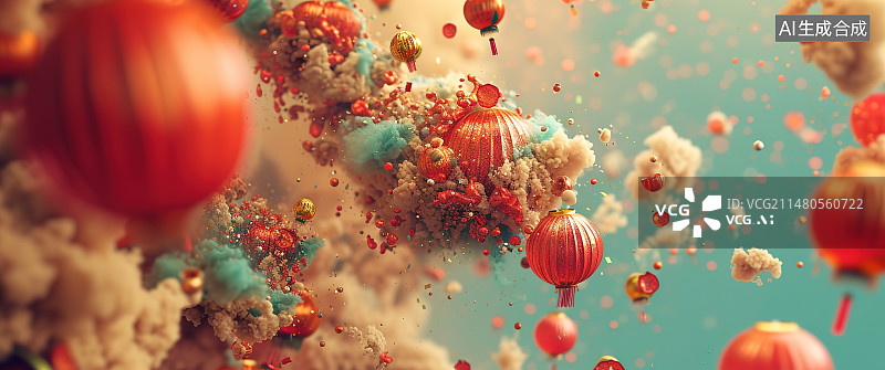 【AI数字艺术】挂在圣诞树上的装饰品特写镜头图片素材