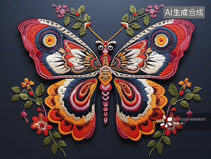 【AI数字艺术】苗绣蝴蝶图片素材