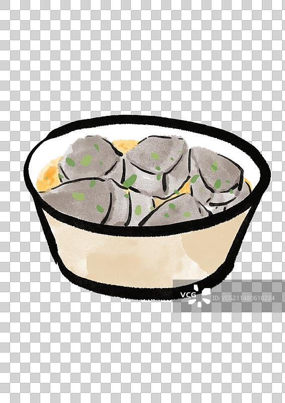 水墨风沈阳美食插画元素-炒焖子图片素材