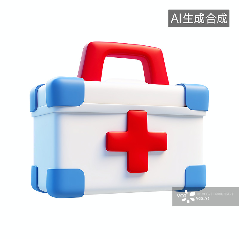 【AI数字艺术】3D渲染卡通可爱风急救包图片素材
