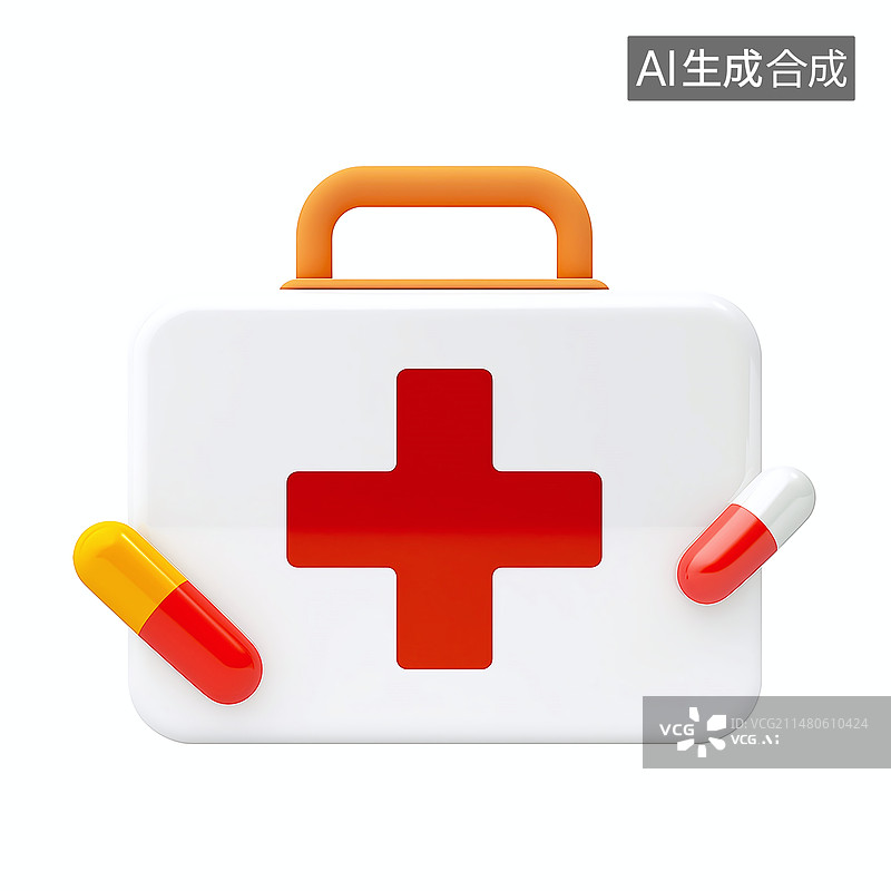 【AI数字艺术】3D渲染卡通可爱风急救包图片素材