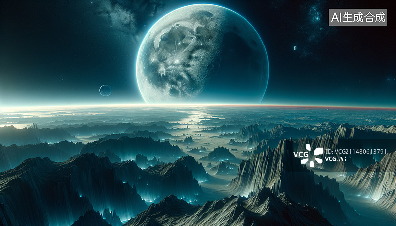 【AI数字艺术】宇宙星空，太空视角，月亮图片素材