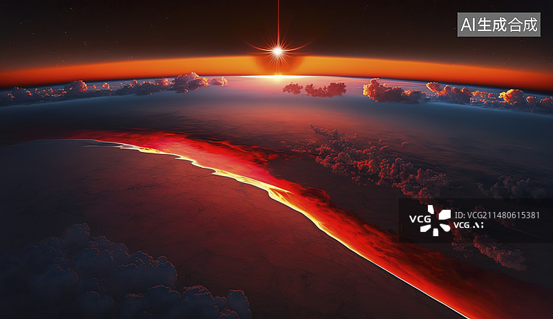 【AI数字艺术】类似外星球的日落大川大河风景图片素材
