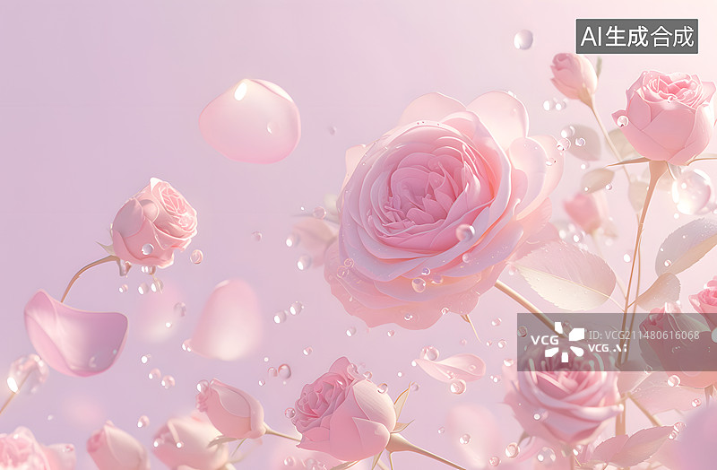 【AI数字艺术】粉色烂漫花朵图片素材