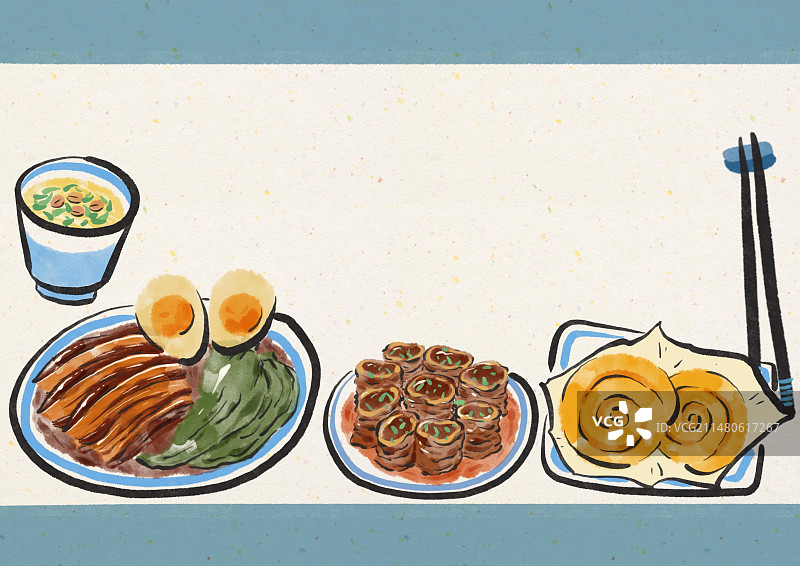 水墨风济南美食插画图片素材