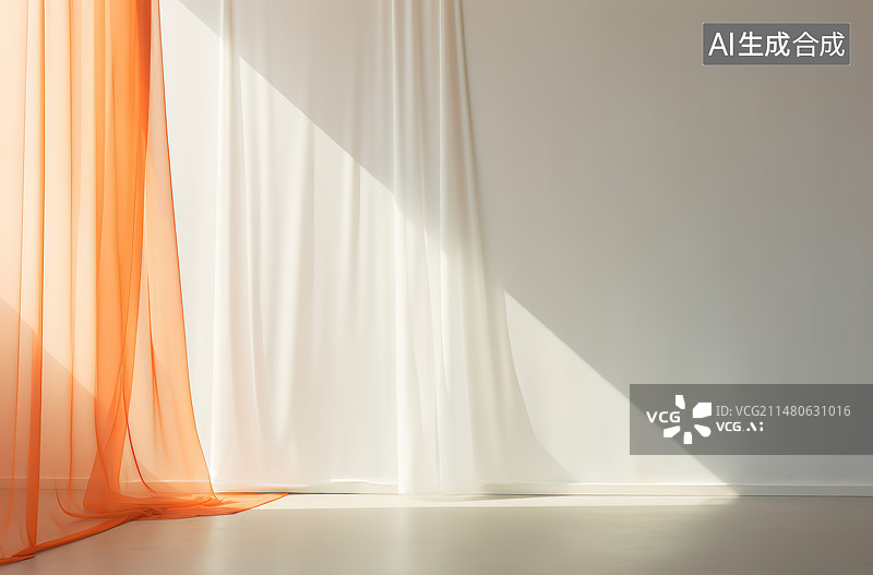 【AI数字艺术】家里靠墙的窗帘图片素材