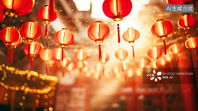 【AI数字艺术】AIGC:灯笼 春节 元宵节 传统文化 节日  庆祝气氛 背景插图图片素材