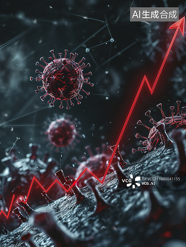 【AI数字艺术】流行病毒感冒趋势k线图图片素材