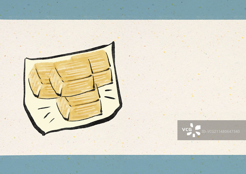 水墨风泉州美食插画-贡糖图片素材