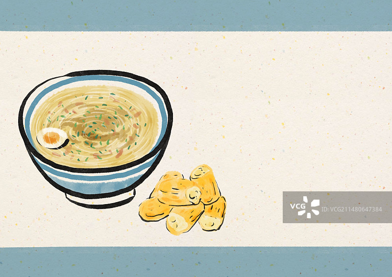 水墨风泉州美食插画-面线糊图片素材
