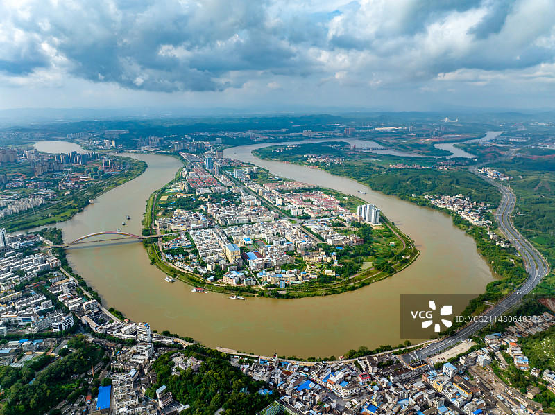 南宁市青秀区仙葫半岛航拍风景图片素材