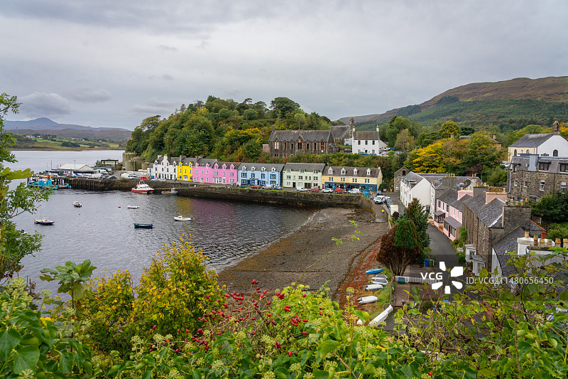波特里（Portree）彩色小屋图片素材