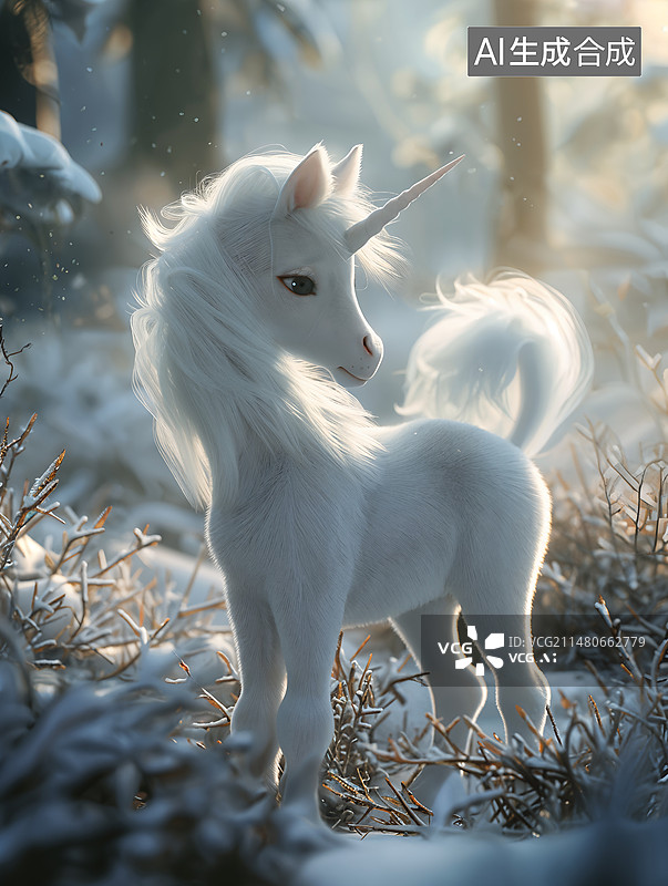 【AI数字艺术】森林里的白马王子图片素材