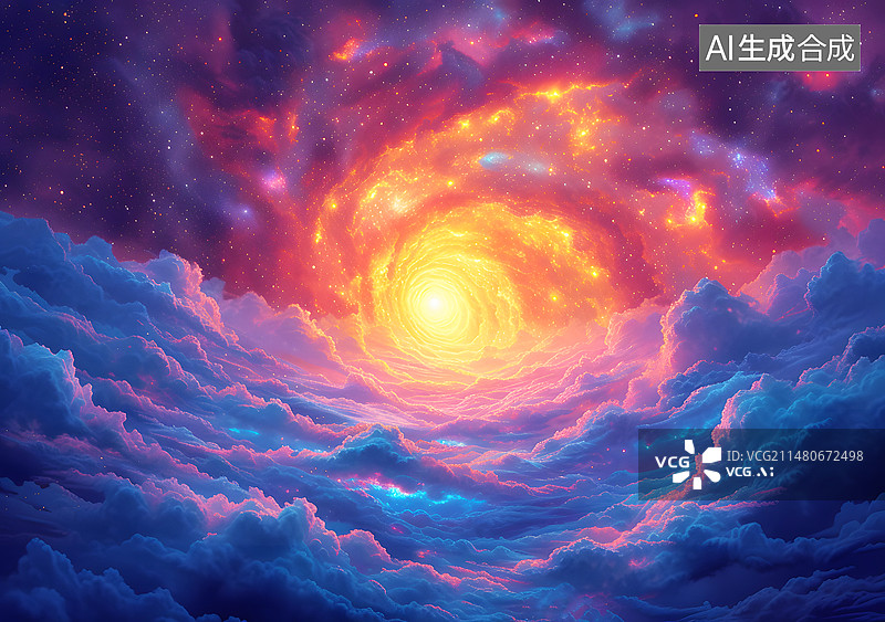 【AI数字艺术】AIGC:漩涡星系星云天文学 未来 螺旋星系 海报 外太空 抽象背景图片素材
