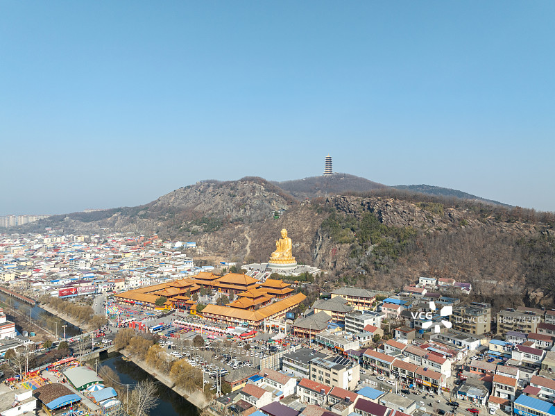 江苏省连云港市灌云县大伊山石佛寺大佛寺和县城风光图片素材