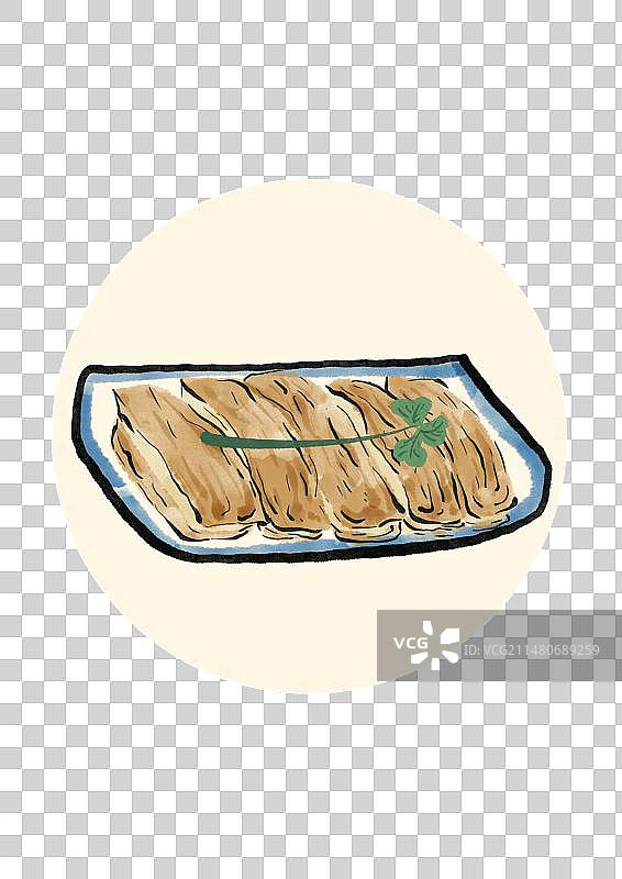 水墨风兰州美食插画-手抓羊肉图片素材