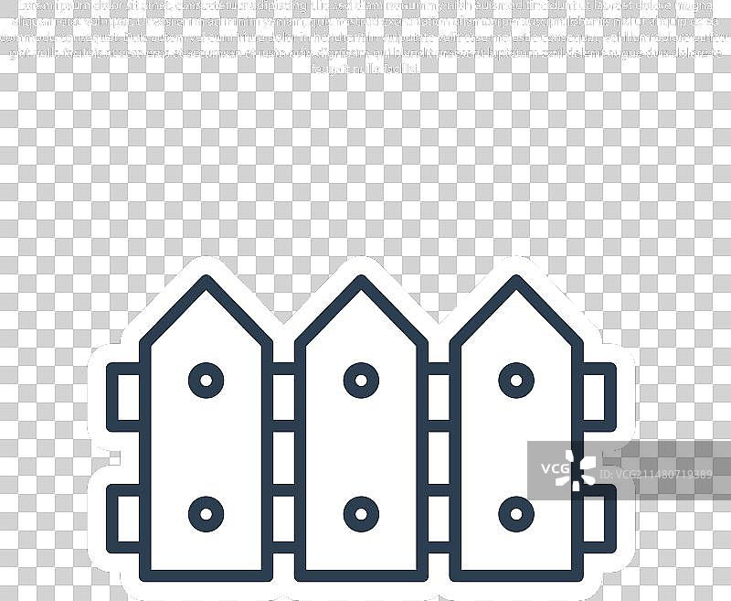 蓝色线条花园木栅栏图标图片素材