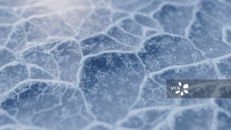 寒冷裂开的冰面背景循环动画3D渲染图片素材