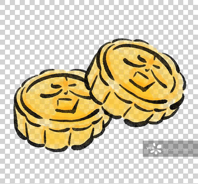 水墨风澳门美食插画元素-杏仁饼图片素材