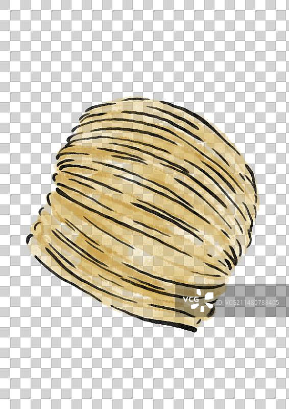 水墨风澳门美食插画元素-竹升面图片素材