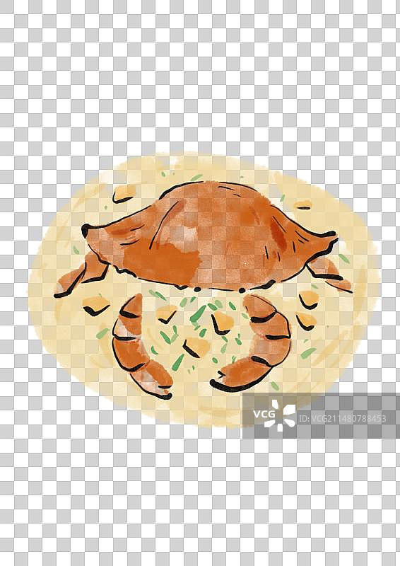 水墨风澳门美食插画元素-水蟹粥图片素材