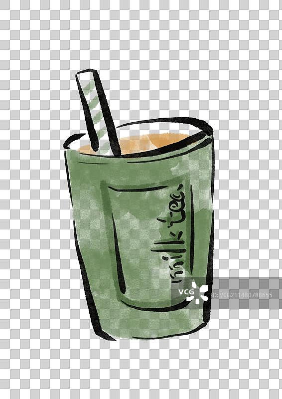 水墨风澳门美食插画元素-猪扒包图片素材