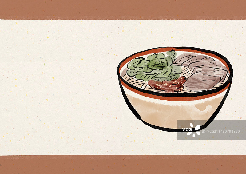 水墨风贵州美食插画-花溪牛肉粉图片素材