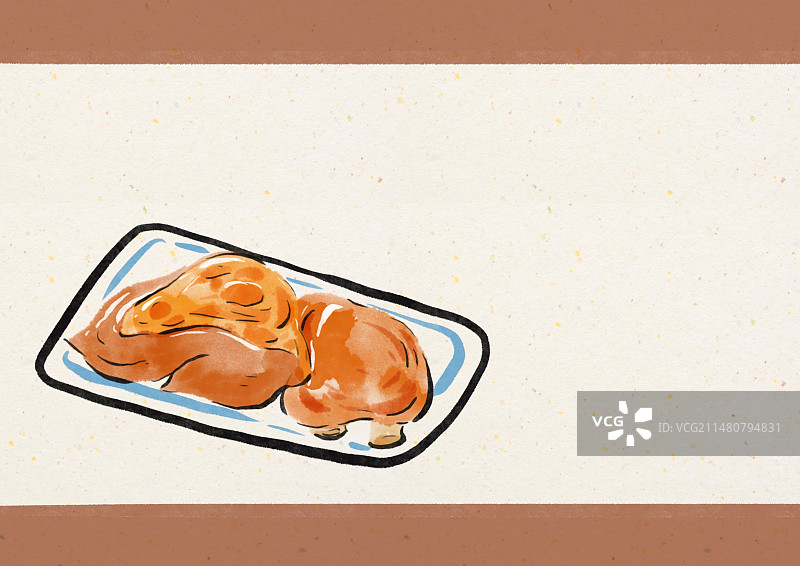 水墨风贵州美食插画-状元蹄图片素材