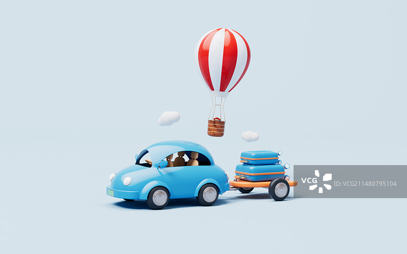 自驾游露营旅游概念3D插画图片素材