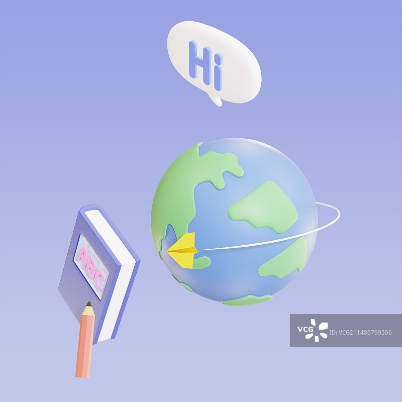 地球模型与英文书籍图片素材