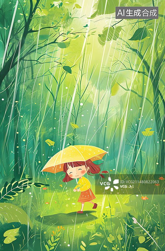 【AI数字艺术】春天公园里的女孩图片素材