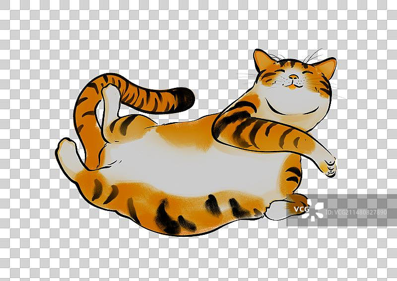 猫咪伸懒腰插画图片素材