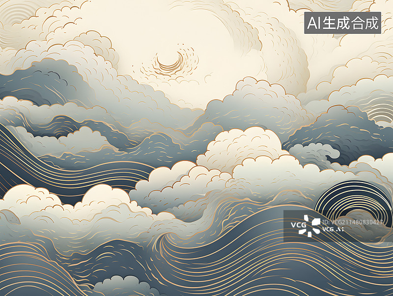 【AI数字艺术】中国传统祥云纹样图片素材