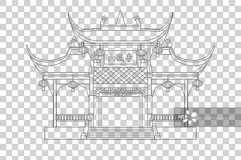 成都青城山线稿图片素材