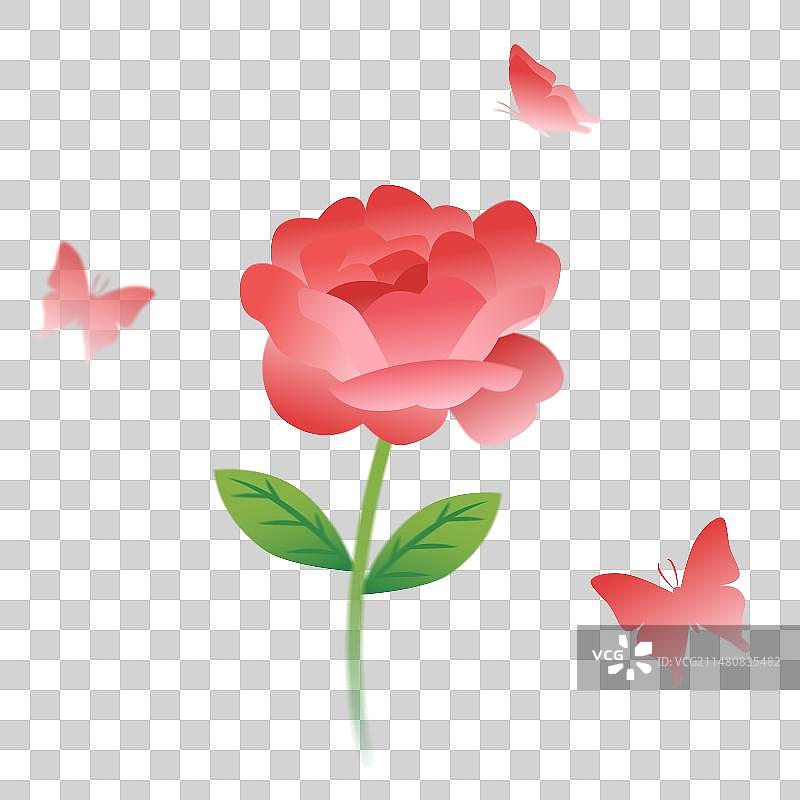 ai矢量插画元素玫瑰和蝴蝶图片素材