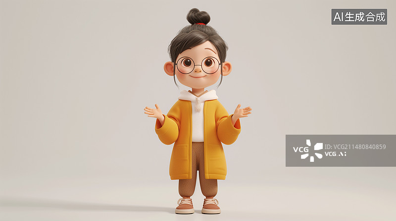 【AI数字艺术】中国女高中生3D人物图片素材