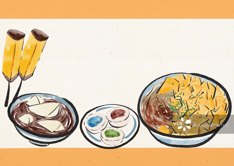 水墨风天津美食插画图片素材