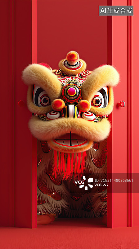 【AI数字艺术】节日开工大吉开门大吉开业舞狮国风国潮图片素材